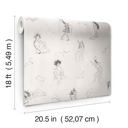 Mr. Kate Luna Zodiac Cream & Graphite Toile Peel & Stick Wallpaper